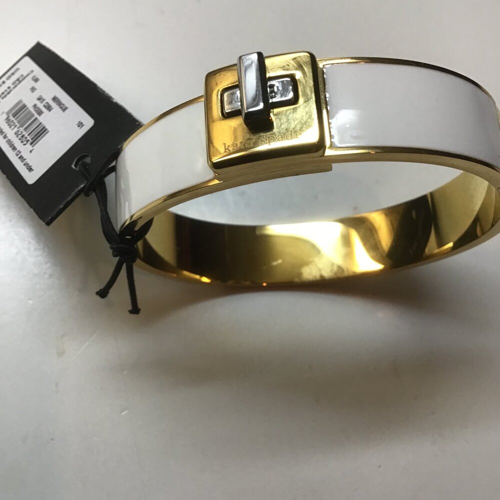 Kate Spade New White Turn Lock Hinged Bracelet